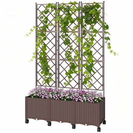 Mobiler Pflanzkasten mit Spalier, selbstbewässernd, 120x40x192 cm