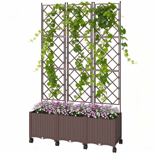 Mobiler Pflanzkasten mit Spalier, selbstbewässernd, 120x40x192 cm