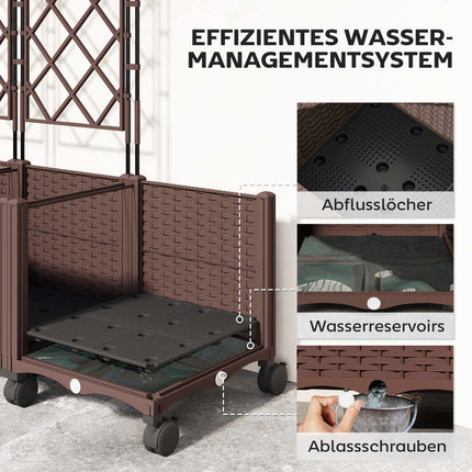 Mobiler Pflanzkasten mit Spalier, selbstbewässernd, 120x40x192 cm