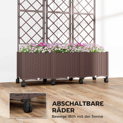 Mobiler Pflanzkasten mit Spalier, selbstbewässernd, 120x40x192 cm