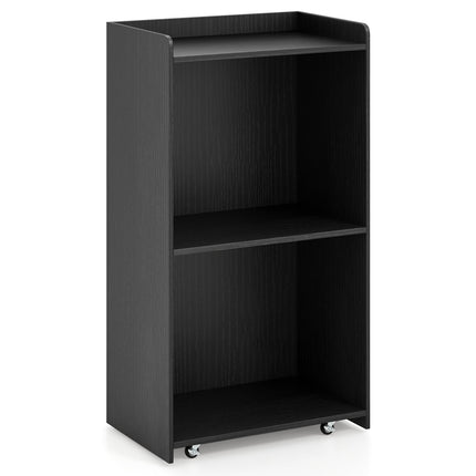 Mobile Podium Stand with Shelves, Black, 105 cm