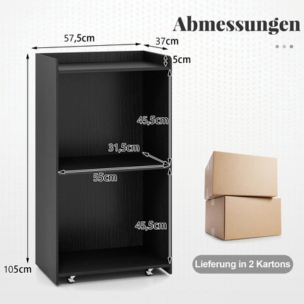 Mobile Podium Stand with Shelves, Black, 105 cm