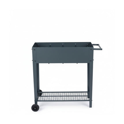 Mobile Raised Garden Bed With Wheels and Storage Shelf