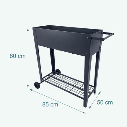 Mobile Raised Garden Bed With Wheels and Storage Shelf