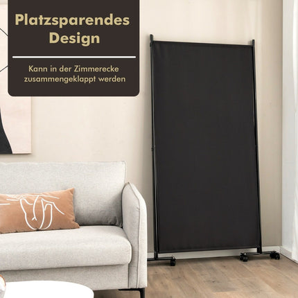 Pojízdný paraván s kolečky, 3 panely, 180 cm, černý