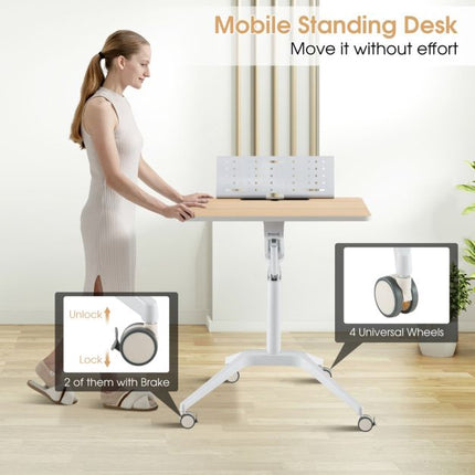 Mobile Standing Desk Cart, 30-42 Inch Height, Wheels
