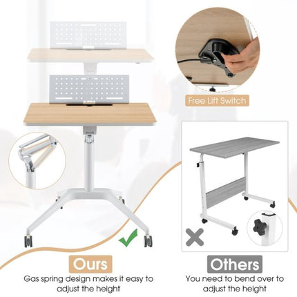 Mobile Standing Desk Cart, 30-42 Inch Height, Wheels