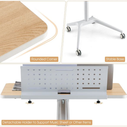 Mobile Standing Desk Cart, 30-42 Inch Height, Wheels