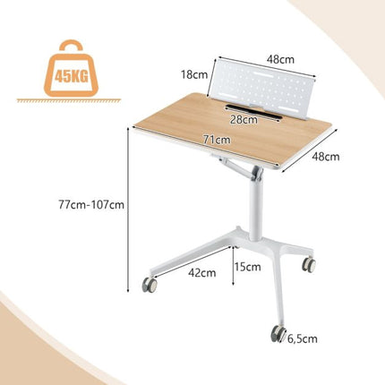 Mobile Standing Desk Cart, 30-42 Inch Height, Wheels