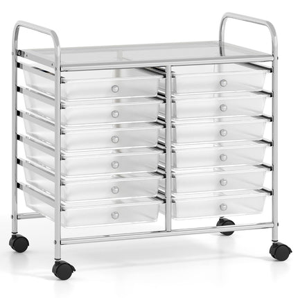 Mobile Storage Cart with 12 Stackable Drawers