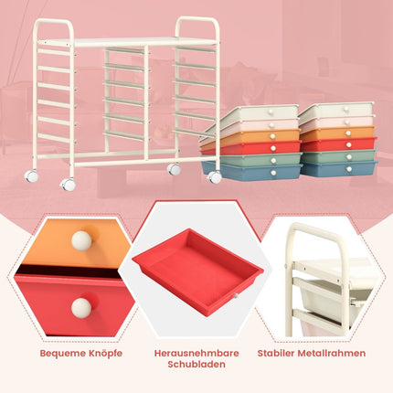 Mobile Storage Cart with 12 Stackable Drawers