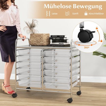 Mobile Storage Cart with 12 Stackable Drawers