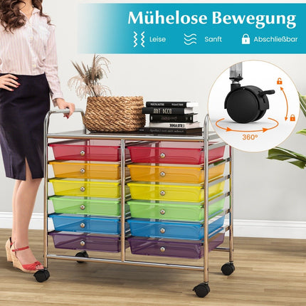 Mobile Storage Cart with 12 Stackable Drawers