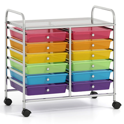 Mobile Storage Cart with 12 Stackable Drawers