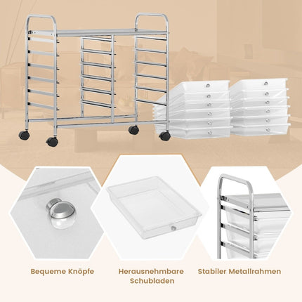 Mobile Storage Cart with 12 Stackable Drawers