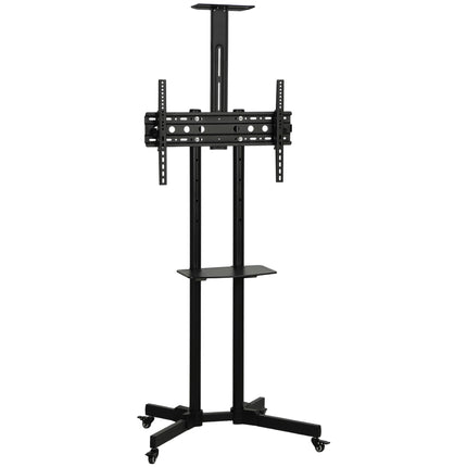 Mobile TV Stand on Wheels for 32-75 Inch TVs with Tilt, Height Adjustable, Black