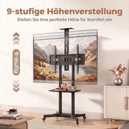 Mobile TV Stand with Adjustable Height, 32-75 Inch, Metal
