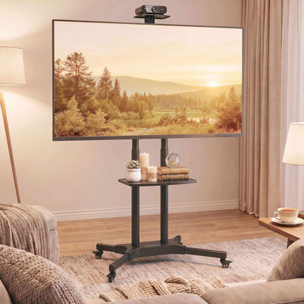 Mobile TV Stand with Adjustable Height, 32-75 Inch, Metal