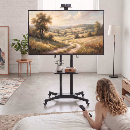 Mobile TV Stand with Adjustable Height, 32-75 Inch, Metal