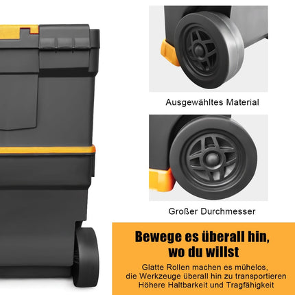 Mobile Werkzeugkiste mit Rollen, 3-in-1-Stapeldesign