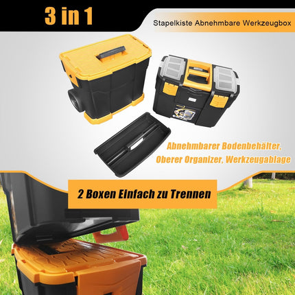 Mobile Werkzeugkiste mit Rollen, 3-in-1-Stapeldesign