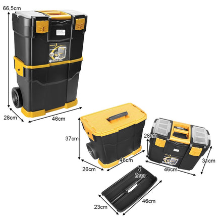 Mobile Werkzeugkiste mit Rollen, 3-in-1-Stapeldesign