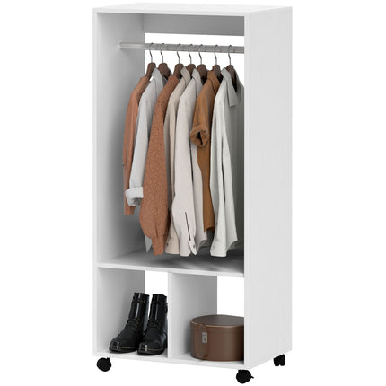 Rollgarderobe mit Ablage – Aluminium, weiß