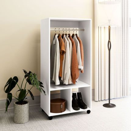 Rollgarderobe mit Ablage – Aluminium, weiß