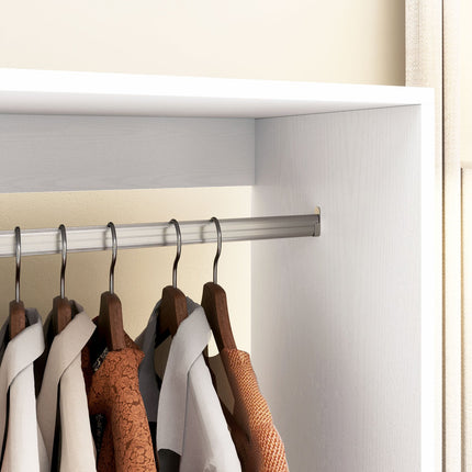 Rollgarderobe mit Ablage – Aluminium, weiß