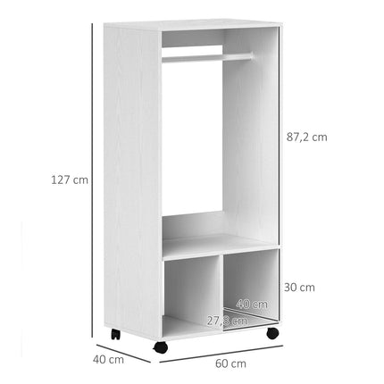 Rollgarderobe mit Ablage – Aluminium, weiß