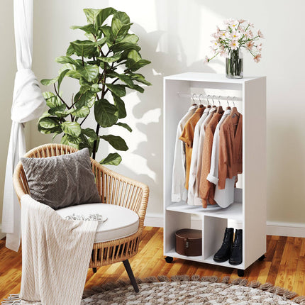 Rollgarderobe mit Ablage – Aluminium, weiß