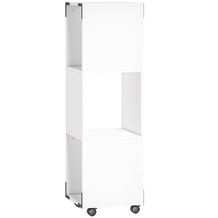 Mobile White File Cabinet with 3 Shelves and Printer Stand