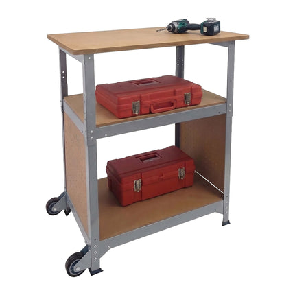 Mobile Werkbank mit Rollen, Lochplatte, höhenverstellbar
