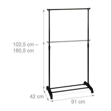 Mobile clothes stand with shelf