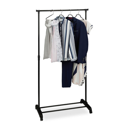 Mobile clothes stand with shelf