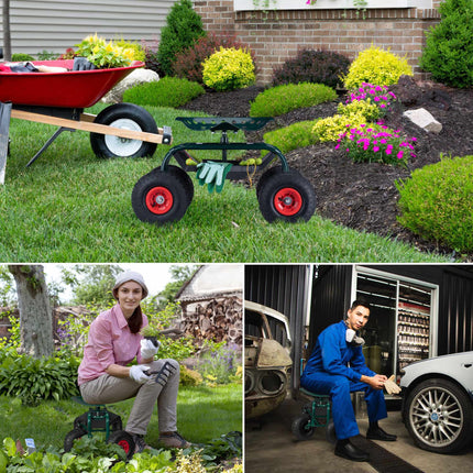 Mobile garden seat with storage