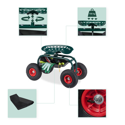 Mobile garden seat with storage