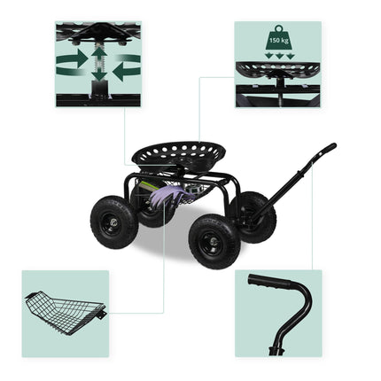Mobile garden seat with storage