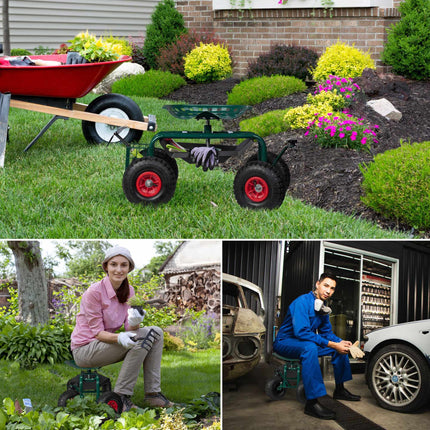 Siège de jardin mobile avec rangement