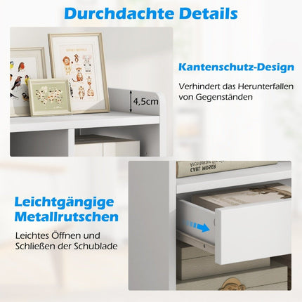 Mobile rolling container with drawer office cabinet with adjustable shelves white