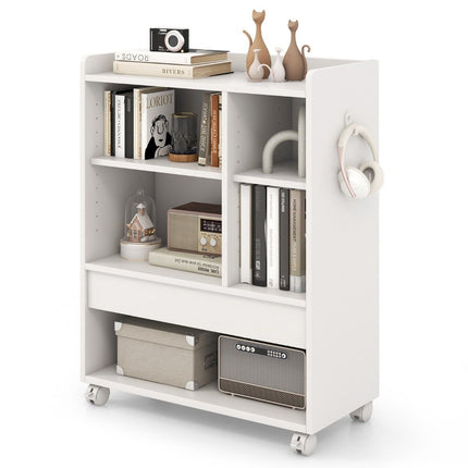 Mobile rolling container with drawer office cabinet with adjustable shelves white