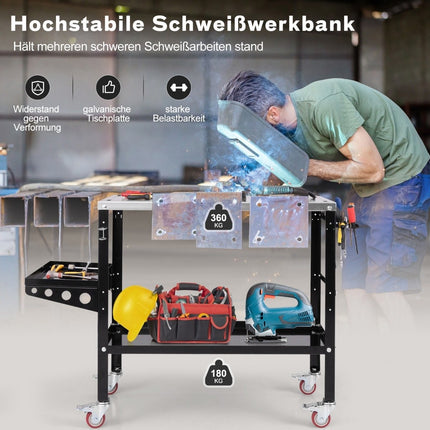 Mobiler Schweißtisch mit φ 1,6cm Löchern &amp; Werkzeugständer &amp; 8 Werkzeugschlitzen