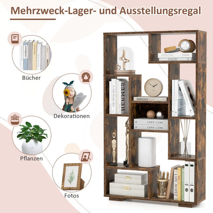 Modern Bookshelf with Open Shelves & Anti-Tip, Brown