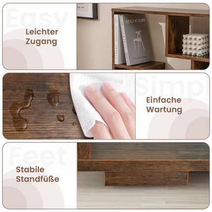 Modern Bookshelf with Open Shelves & Anti-Tip, Brown