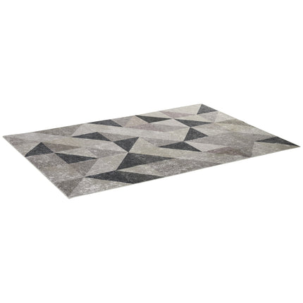 Geometrischer moderner Teppich 230x160 cm für Wohnzimmer, grau/schwarz/weiß