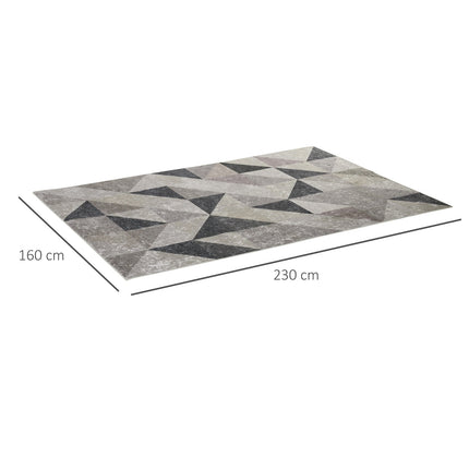 Geometrischer moderner Teppich 230x160 cm für Wohnzimmer, grau/schwarz/weiß