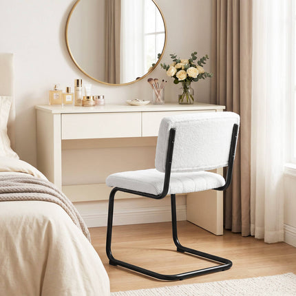 Modern Dining Chairs Set of 2, Cream Teddy Fleece
