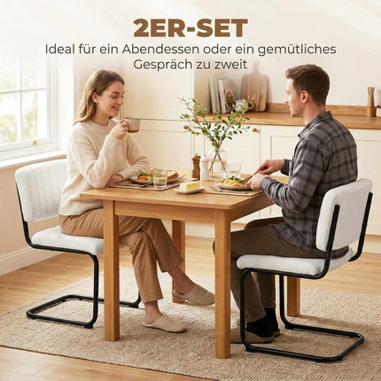 Modern Dining Chairs Set of 2, Cream Teddy Fleece