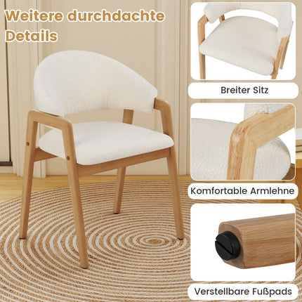 Moderne Esszimmerstühle 2er-Set, gepolsterter Sitz, Weiß
