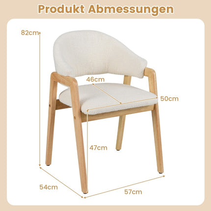 Moderne Esszimmerstühle 2er-Set, gepolsterter Sitz, Weiß